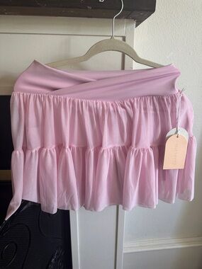 Light Pink Ballerina Logilates Tiered Mini Skirt - Women's